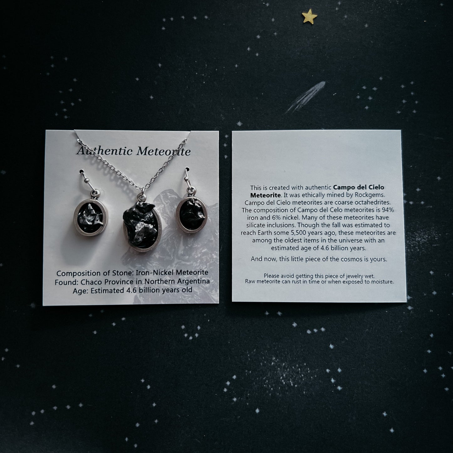 Cosmic Circle Necklace with Raw Meteorite