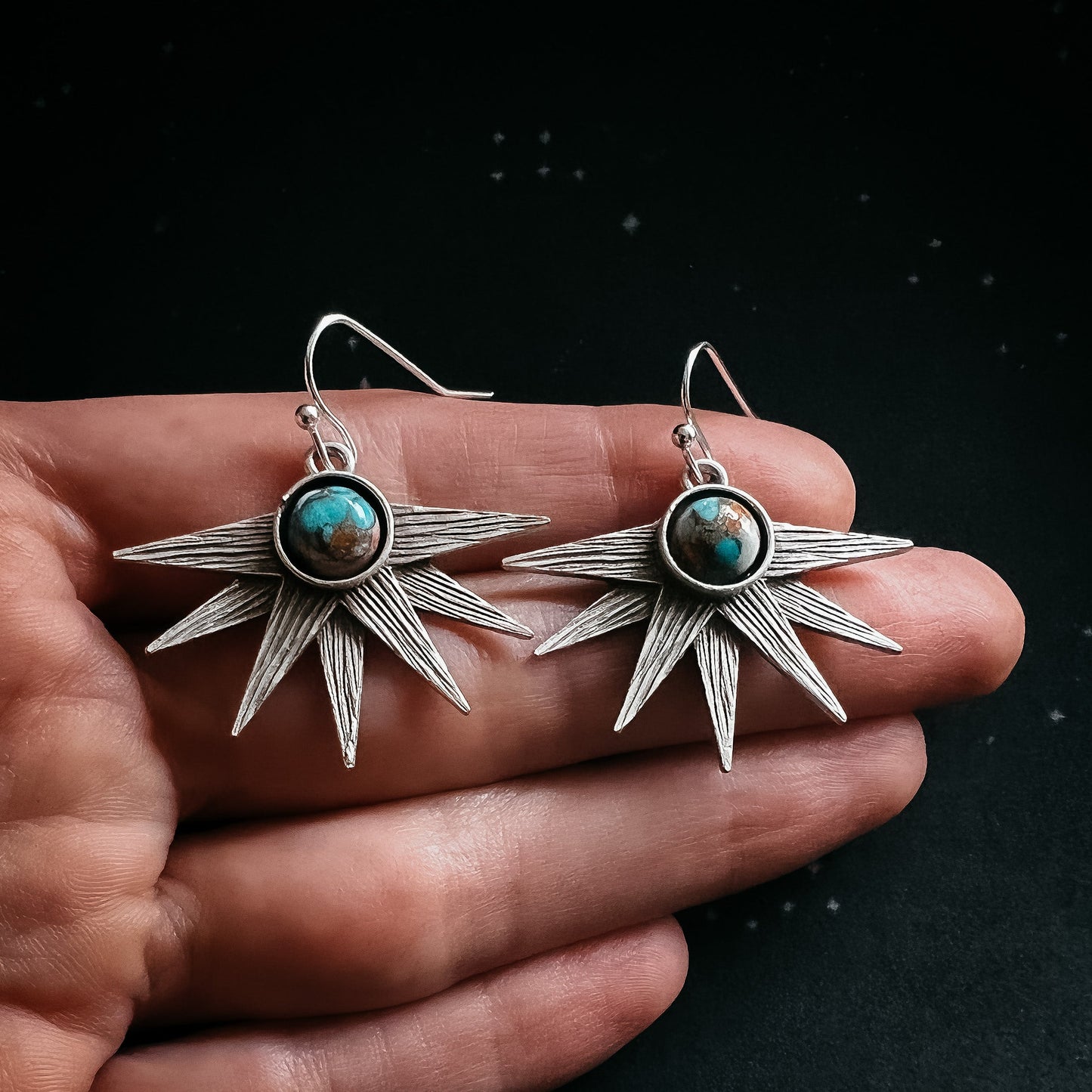 Sun Goddess Dangle Earrings – Copper Oyster Turquoise