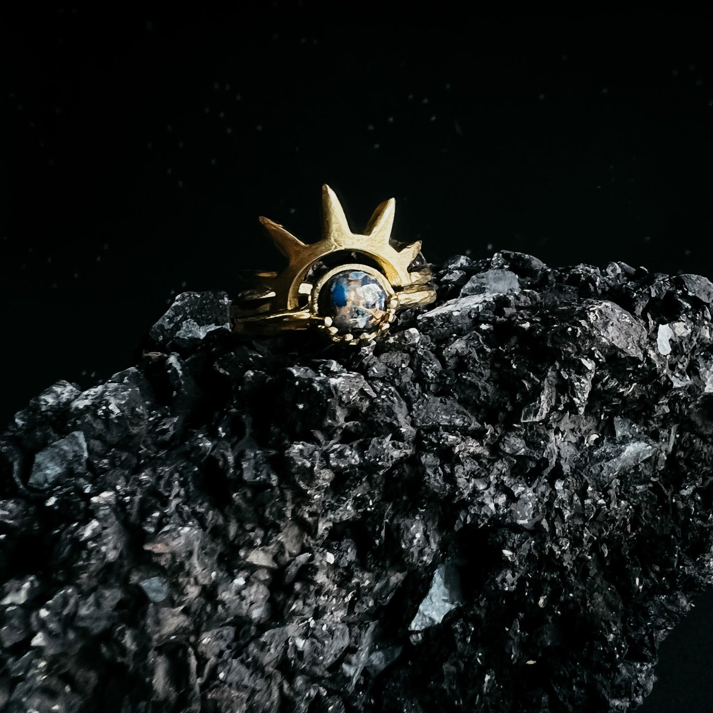 Dark Before the Dawn Sunburst Ring – Copper & Lapis Lazuli