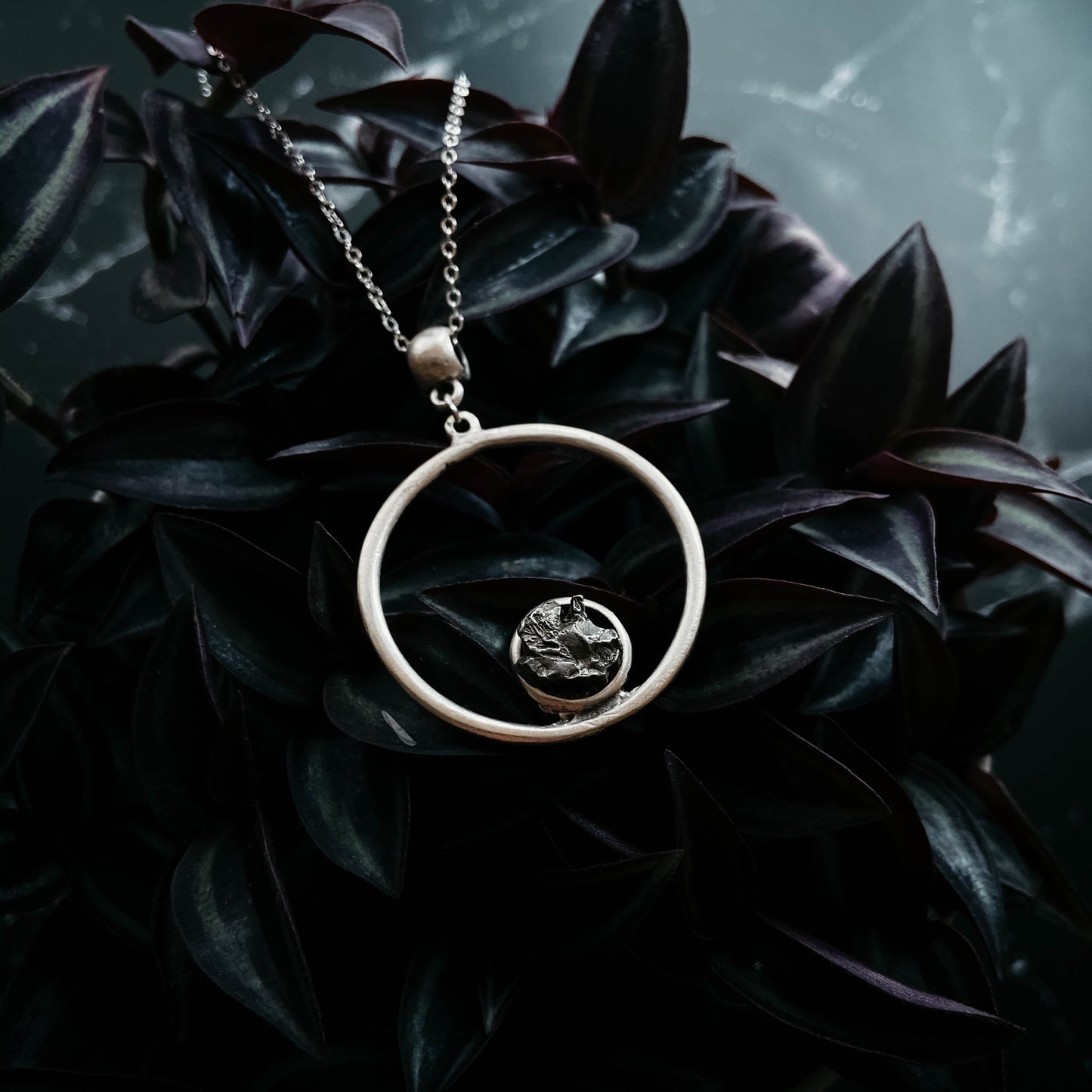Cosmic Circle Necklace with Raw Meteorite