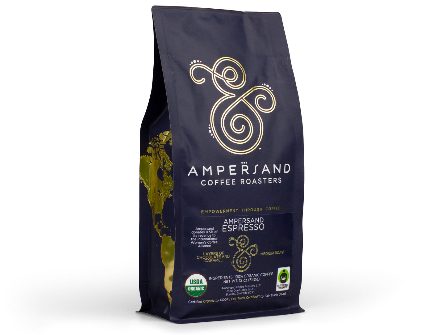 Amperèsand Coffee Roasters coffee bag on a white background