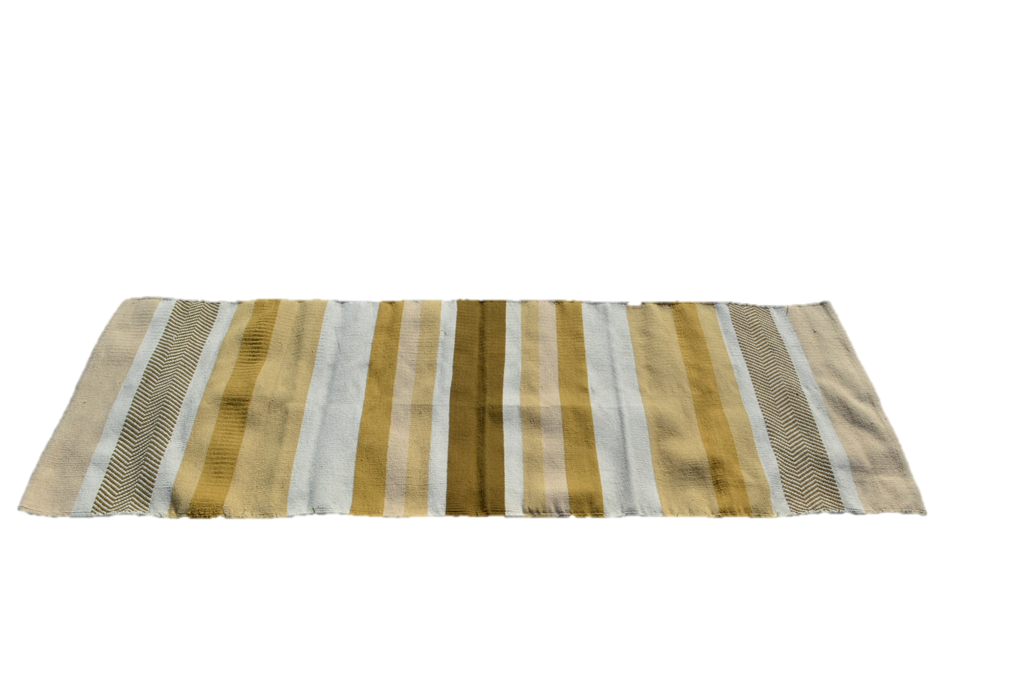 Striped fabric with brown, beige, and white colors on a white background