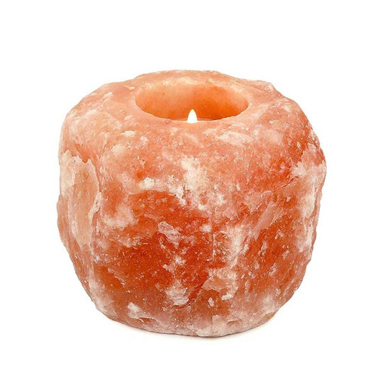 Himalayan salt candle on a white background