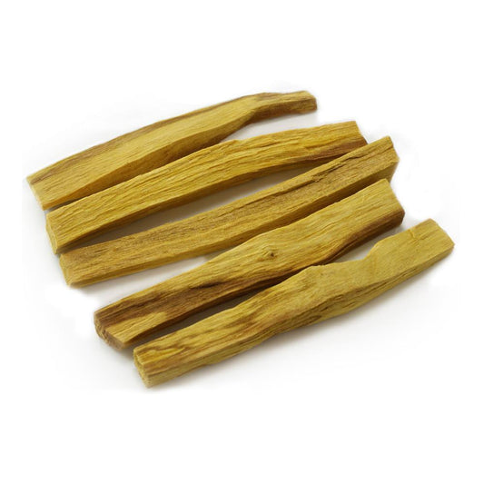 Five pieces of yellow-brown wood on a white background