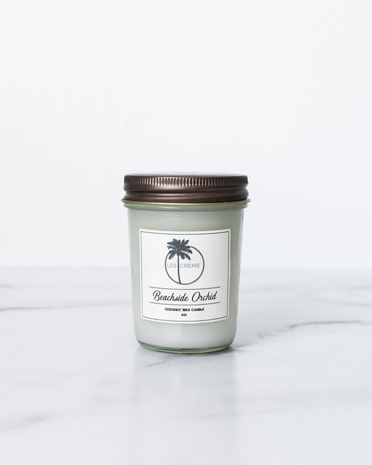 Candle with a label on a white background