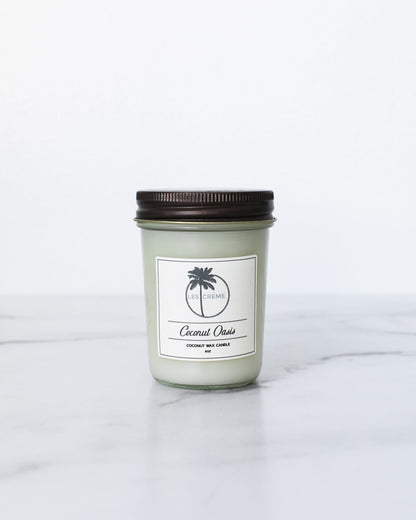 Candle with a label on a white background