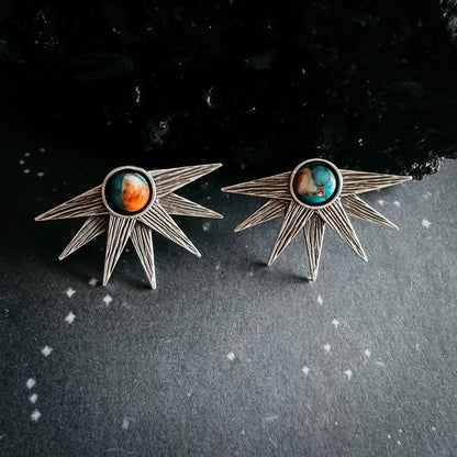 Sun Goddess Dangle Earrings – Copper Oyster Turquoise