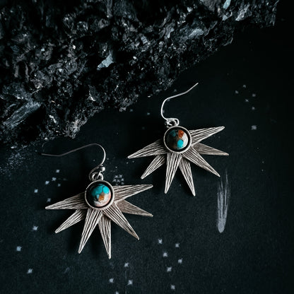 Sun Goddess Dangle Earrings – Copper Oyster Turquoise