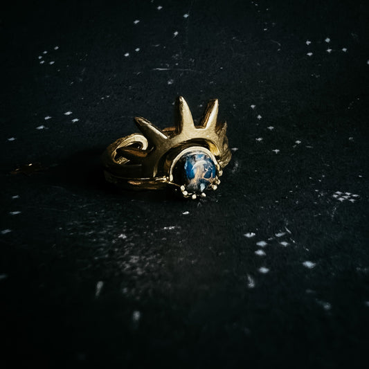 Dark Before the Dawn Sunburst Ring – Copper & Lapis Lazuli