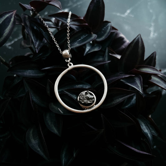 Cosmic Circle Necklace with Raw Meteorite