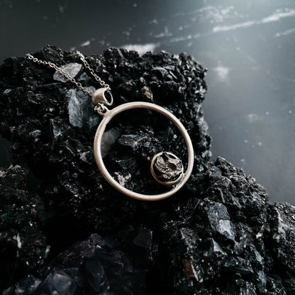 Cosmic Circle Necklace with Raw Meteorite