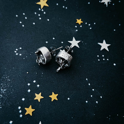 Celestial Round Raw Meteorite Earrings – Dangle or Stud