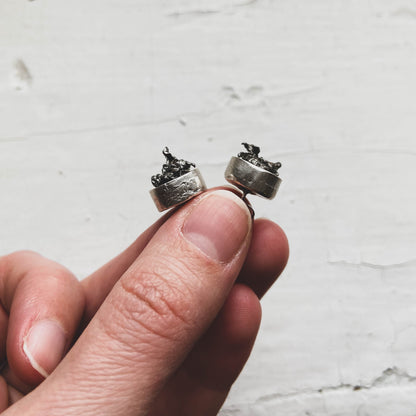 Celestial Round Raw Meteorite Earrings – Dangle or Stud