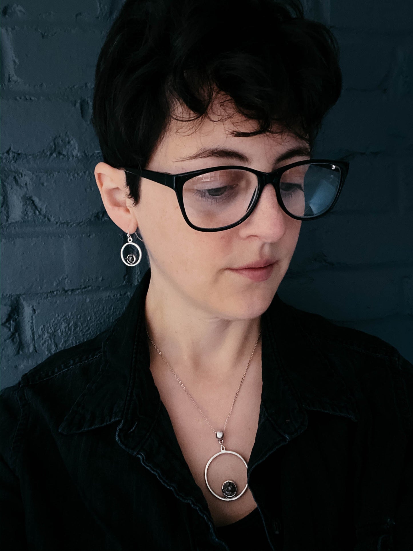 Cosmic Circle Necklace with Raw Meteorite