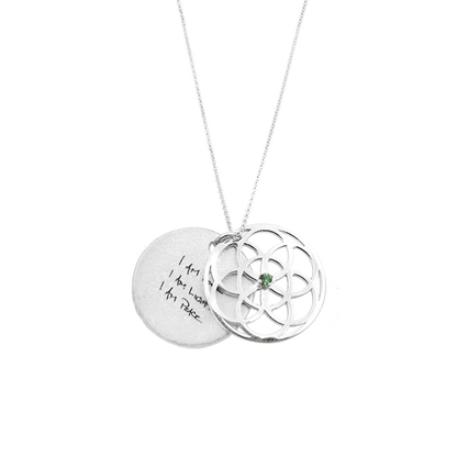 Seed of Life Sacred Geometry Necklace - Sterling Silver with Swarovski Crystal & Peace Mantra