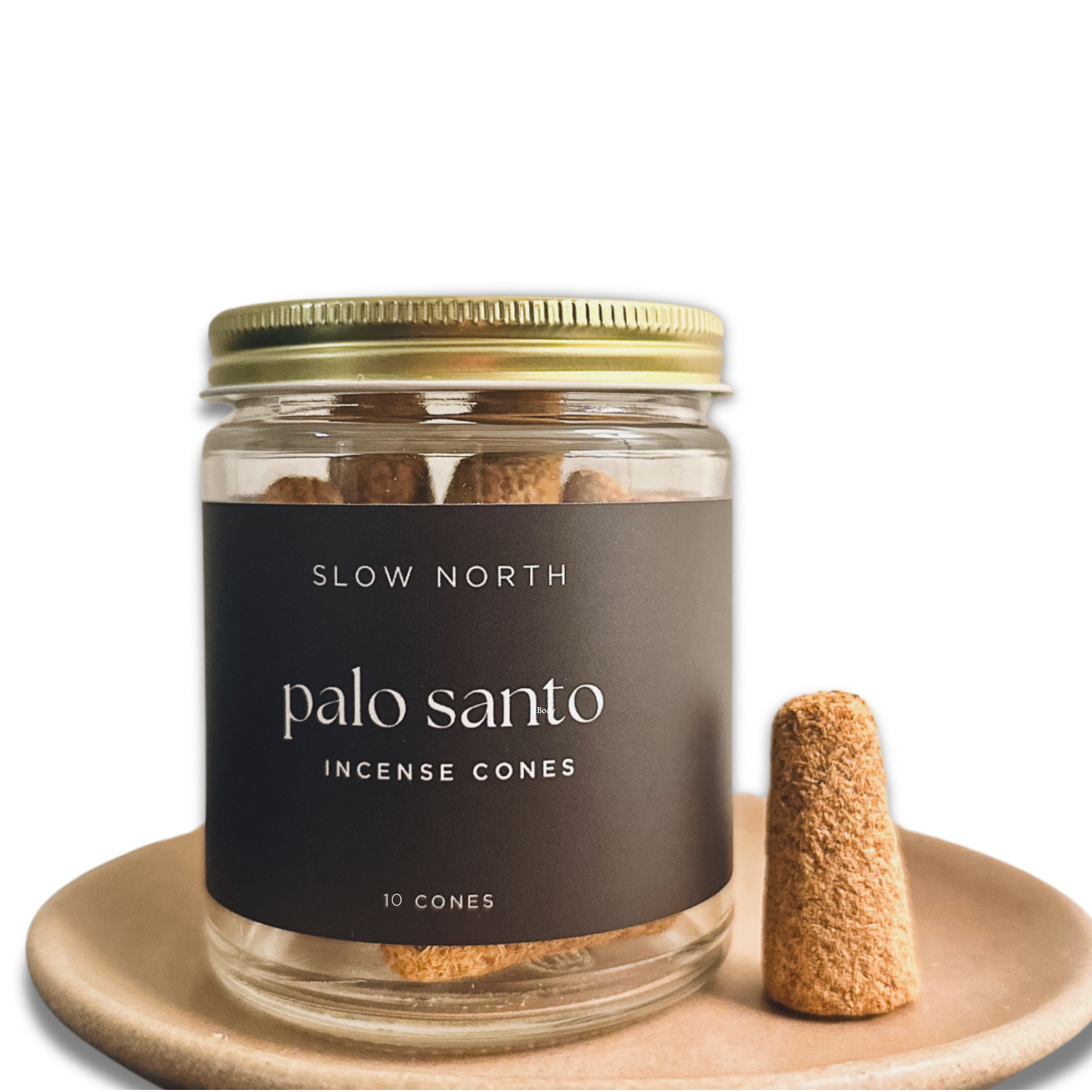 Jar of Slow North Palo Santo Incense Cones on a white background