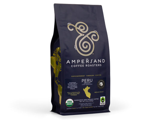 Amperésand Coffee Roasters Peru coffee bag on a white background