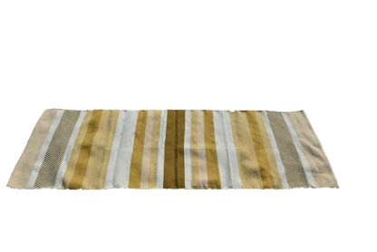 Striped fabric with brown, beige, and white colors on a white background