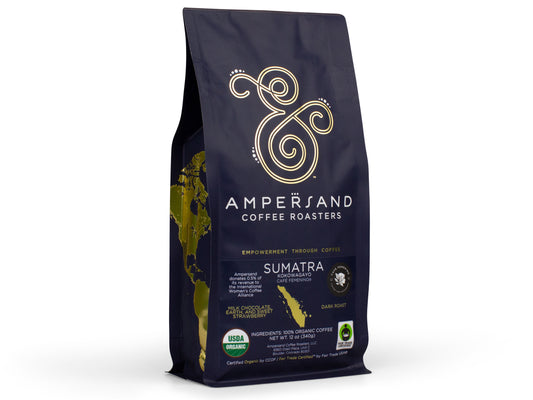Ampersand Coffee Roasters Sumatra coffee bag on a white background