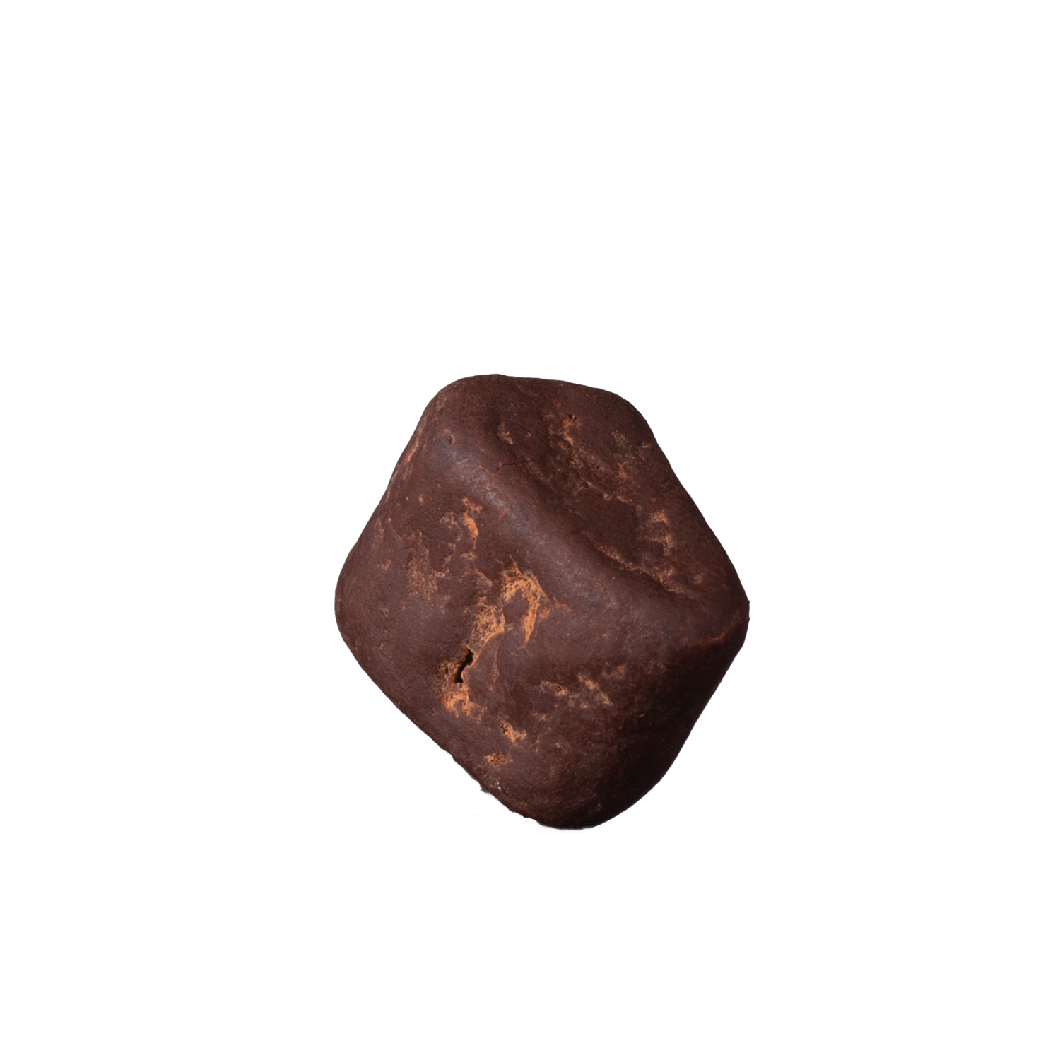 Brown chocolate truffle on a white background